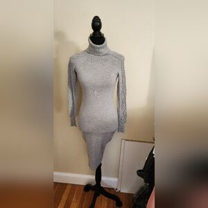 Stretchy Grey midi Fall dress